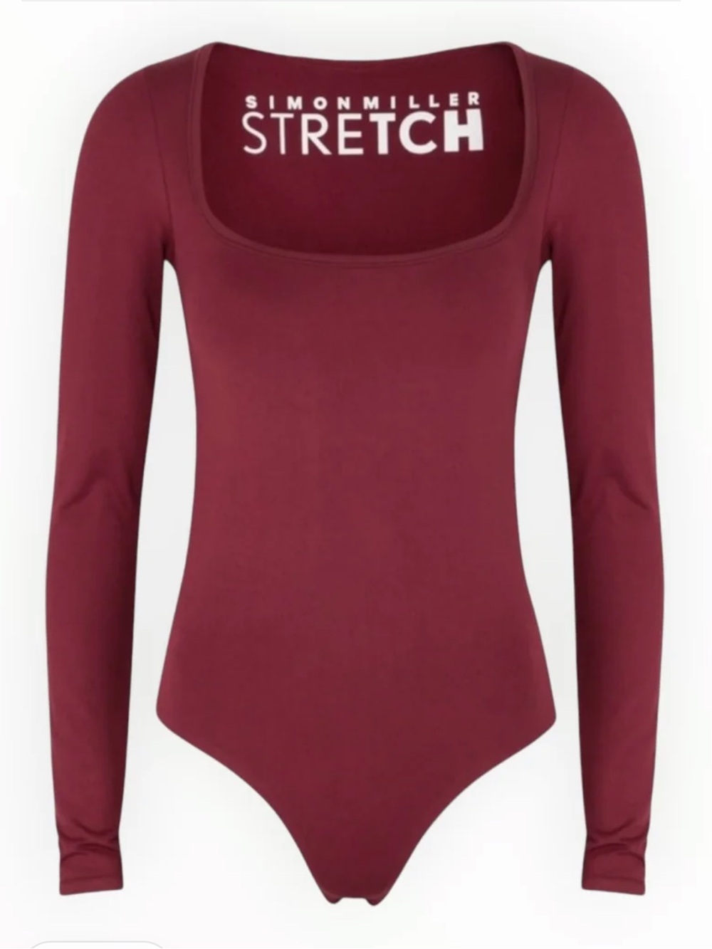 NWT SIMON MILLER Rohe Square Neck Long Sleeve Bodysuit in Burgundy